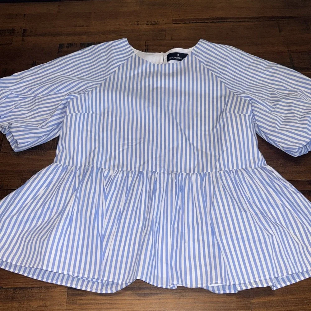 Pomander Place Striped Peplum Blouse - Picture 2 of 6